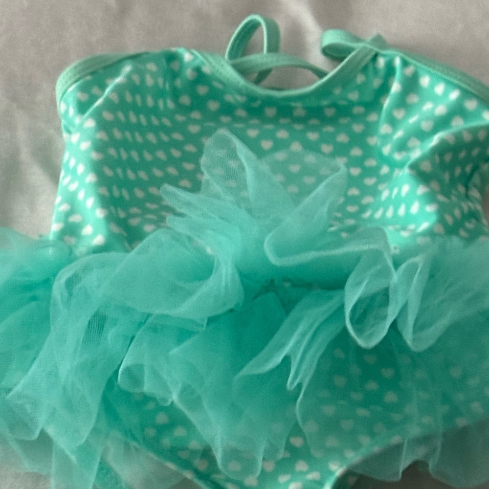 OP Blue and White Dance Costume with Textured Bodysuit